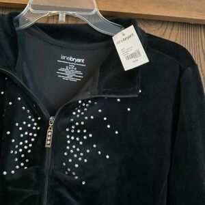 Lane Bryant Black Velour Jacket with Rhinestone Accents size 1416 New with tags